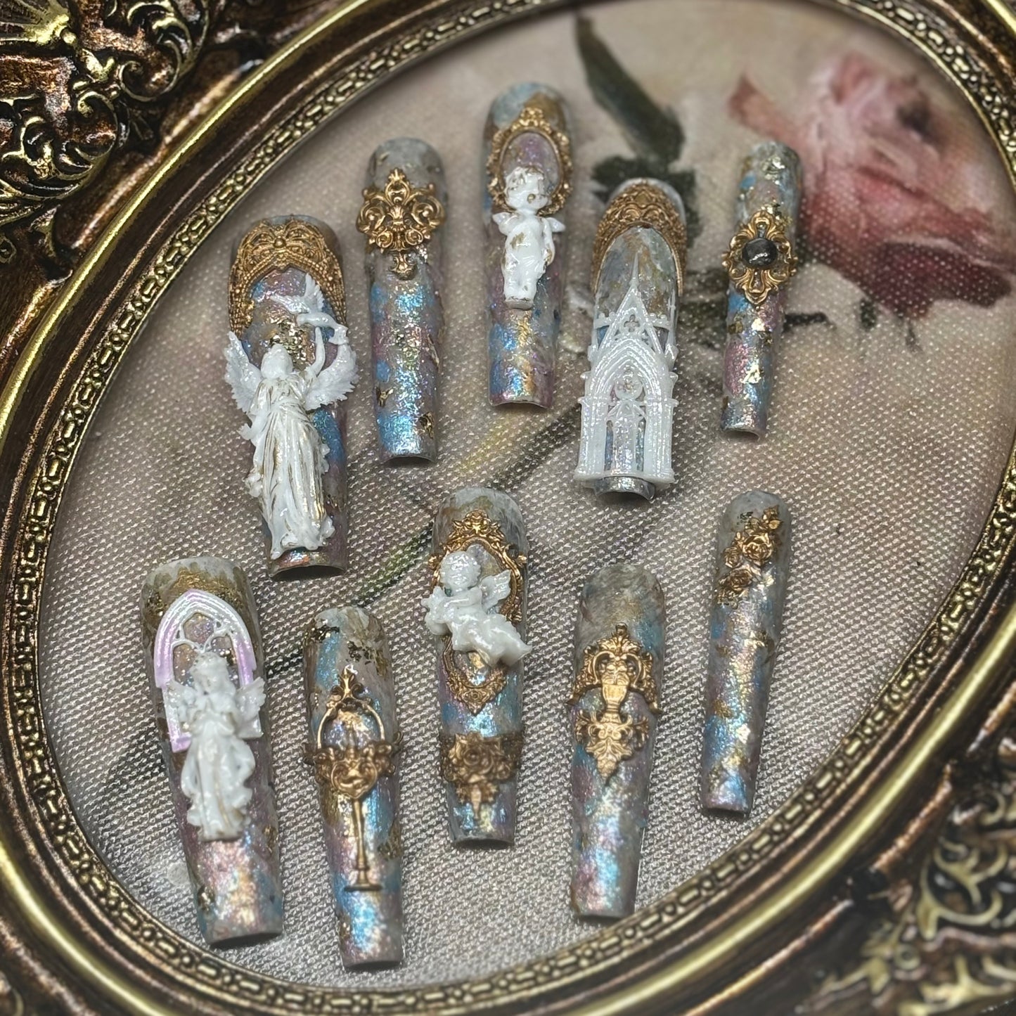 Baroque Angel Custom Press-On Nail Art Set
