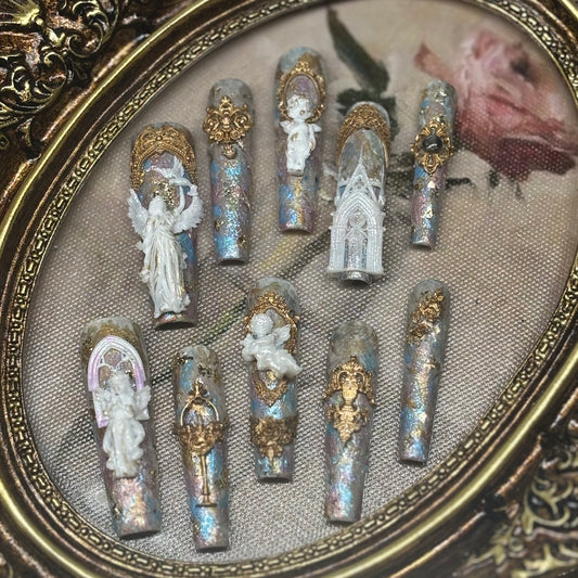 Baroque Angel Custom Press-On Nail Art Set