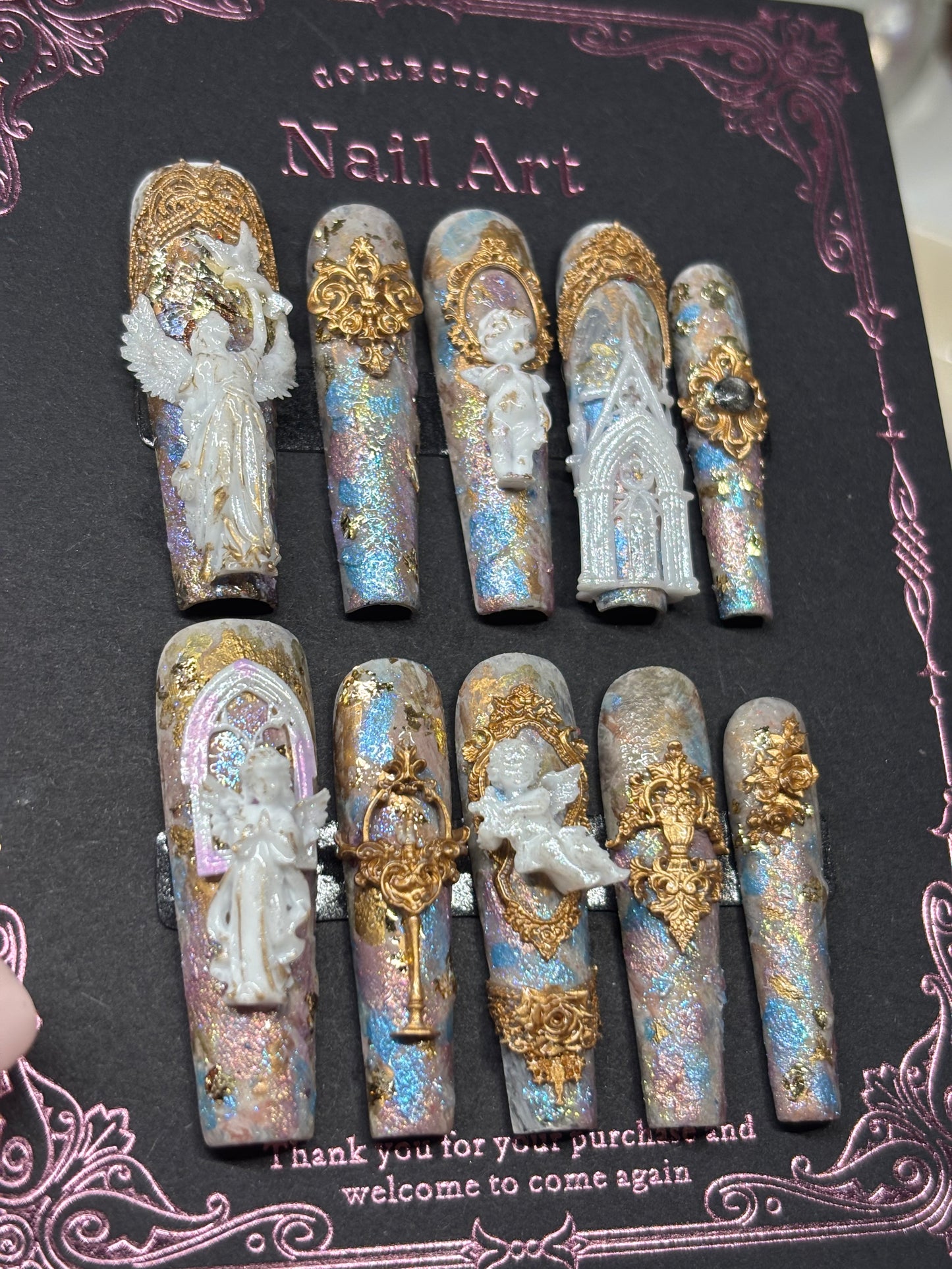 Baroque Angel Custom Press-On Nail Art Set